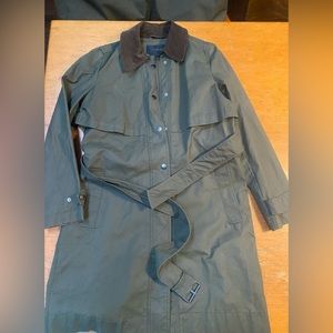 J Crew waxed cotton trench with belt small
